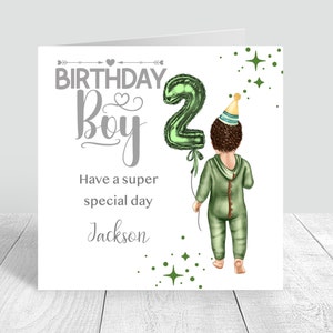 Carte de 2e anniversaire personnalisée pour garçons Joyeux 2e anniversaire neveu petit-fils fils frère ami dinosaure anniversaire garçon 271