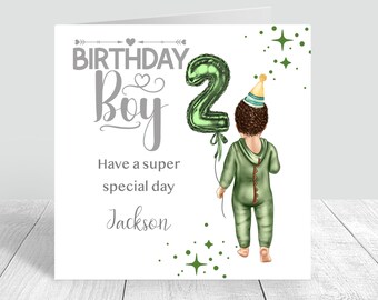 Boys Personalised 2nd Birthday Card Happy 2nd Birthday Nephew Grandson Son Brother Friend Dinosaur birthday boy 271