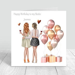 Tarjeta personalizada de mejor amiga para mujer, feliz cumpleaños, hecha a mano para su hermana Bestie Cousin 18, 21, 25, 30, 35, 40, 50, 60, 279