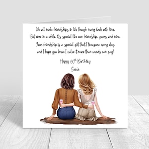 Women's Personalised Best Friend Happy Birthday Handmade Card for Friend| Bestie Special Friend 18th 21st 25th 30th 35th 40th 50th 60th 1434