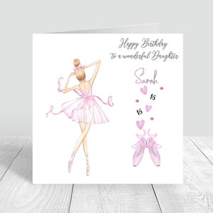 Carte de 16e anniversaire ballerines filles fait main et cadeau d'anniversaire fille/petite-fille 16e anniversaire pour elle