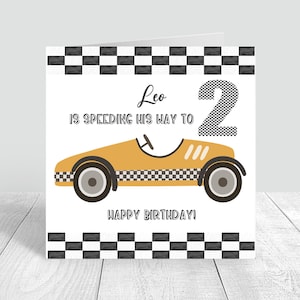 Biglietto d'auguri per auto da corsa per ragazzi fatto a mano e personalizzato 1° 2° 3° 4° 5° nipote/nipote/figlio/amico 579