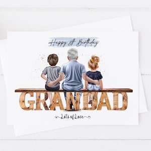 Personalised Grandad Birthday card, Large Happy Birthday Grandad Card, Grandad and Granddaughter Birthday Card, 50th 60th 70th 80th  1709