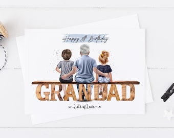 Personalised Grandad Birthday card, Large Happy Birthday Grandad Card, Grandad and Granddaughter Birthday Card, 50th 60th 70th 80th  1709