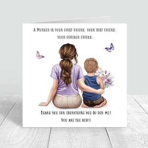 Cartão de feliz dia das mães feito à mão e personalizado múmia/mãe/com cartão de amor personalizado presente de dia das mães cartão de mãe e filho 878