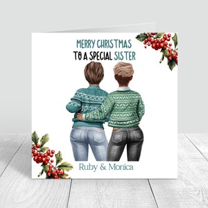 Biglietto di auguri di Natale per buon Natale e felice anno nuovo per migliore amica Biglietto natalizio personalizzato con maglioni per migliore amica/sorella/mamma/zia/cugina 390