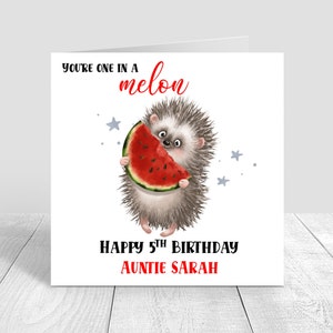 One in a Melon Geburtstagskarte Personalisierter Junge / Mädchen Geburtstag Enkel Enkelin Nichte Neffe Bruder Schwester alles Alter Cousin Freund