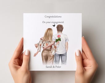Personalised Engagement Card for Couple – Custom Engagement Congratulations Card, Fiancé Fiancée Keepsake, Engagement Announcement Card 1994
