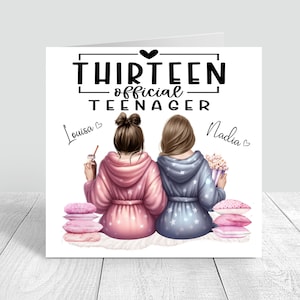 Carte d'anniversaire personnalisée pour fille, officiellement une adolescente, 13e anniversaire pour elle, amie, cousine, soeur, carte d'anniversaire fait main 1033