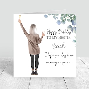 Personalisierte Frauen Geburtstagskarte Beste Freundin Happy Birthday Handmade Schwester Bestie Cousin 18.21.25.30.35.40.50.60.742