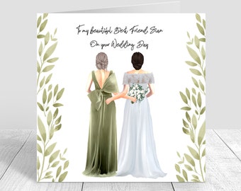 Personalised On Your Wedding Day Card for Best Friend Sister cousin Various Hairstyles Handmade Bridesmaid Maid of Honour Bestie Bride