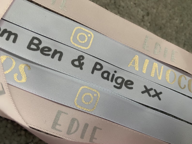 Personalised Christening Satin Ribbon Custom 10mm 15mm 25mm 50mm 100mm gift wrap image 7