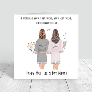 Tarjeta del Día de la Madre Feliz Mamá hecha a mano y personalizada / Mamá / Con tarjeta de amor