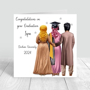 Carte de remise de diplôme personnalisée pour femme musulmane, faite main Nous sommes très fiers de vous, Cadeaux de remise de diplôme, Bravo, Félicitations, 1095