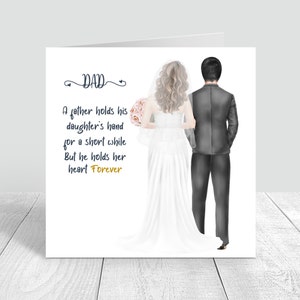 Carte de mariage papa et fille Gifs pour papa Merci Carte de voeux de mariage avec amour Carte de félicitations pour cadeau de mariage image 1