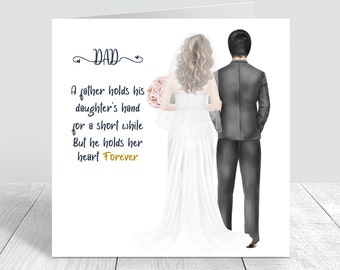 Carte de mariage papa et fille | Gifs pour papa | Merci | Carte de voeux de mariage| avec amour | Carte de félicitations pour cadeau de mariage