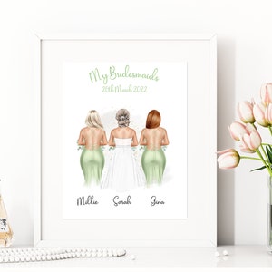 A4 benutzerdefinierte Brautjungfern Druck personalisierte Druck Wanddekor Andenken Brautjungfern Geschenke Hochzeit Ideen Brautparty personalisiertes A4 Design