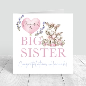 Biglietto di auguri personalizzato per la sorella maggiore, biglietto di congratulazioni fatto a mano per ragazze, sorella maggiore, animali rosa, biglietto di auguri per la sorella maggiore promosso 1224