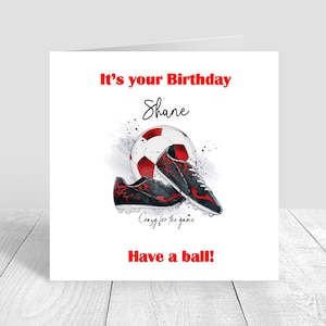 Cartão de aniversário de futebol para meninos, cartão de aniversário personalizado feito à mão, filho, irmão, tio, namorado, 12, 15, 18, 20, 21, 30