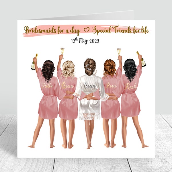 Personalised Bridesmaids for a day Card | Bridesmaid card | Team Bride | Wedding Day card| Bride and Bridesmaids| Best Friends for life 0087