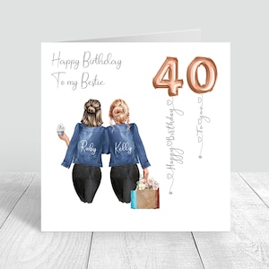 Carte personnalisée joyeux anniversaire meilleure amie pour femme pour sa sœur, meilleure amie, cousine 18e 21e 25e 30e 35e 40e 50e 60e 899