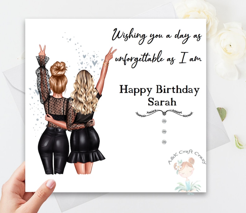 Birthday Card Women's Best Friend Handmade/ Personalised - Etsy