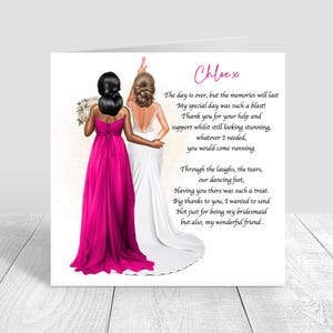 Personalised Thank you for being my Bridesmaid Card Hot Pink Bridesmaid Dress, Bridesmaid Gift Best Friend, Sister, Bestie  1713