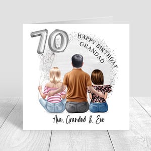 Personalised Mens Birthday Card Handmade Card, Grandad and Granddaughter Birthday Card, Greetings Card, Happy Birthday 50th 60th 70th 1655