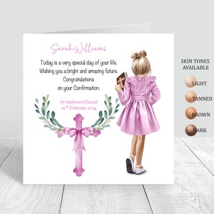Bevestigingskaart meisjes Handgemaakt Gepersonaliseerd voor meisjes Kleindochter Dochter nicht zus personaliseren Heilige communiegeschenken Religieus 962