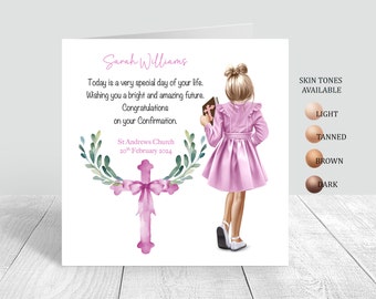 Girls Confirmation Card Handmade Personalised for Girls Granddaughter Daughter Niece Sister Personalise Holy communion gifts Religious 962