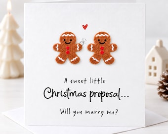 Christmas Proposal Card, Will You Marry Me Card, 3D Gingerbread Couple Card, Marriage Proposal Card, Cute Christmas Card for Partner  3152