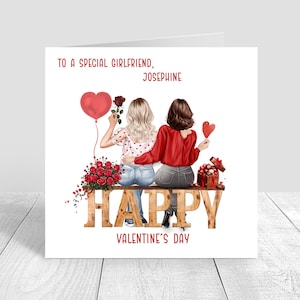 Personalised Same Sex Couple Valentines Day Card Happy Valentines Day Lesbian Girlfriend Partner Wife Fiancée Valentine's Day card 1479