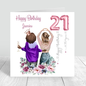 Tarjeta hecha a mano de feliz cumpleaños de mejor amiga personalizada para mujeres para su hermana Bestie Cousin 18 21 25 30 35 40 50 239