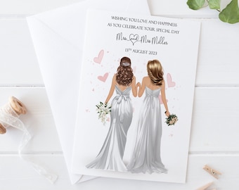 Personalised Special Couple wedding Day Card | Happy Wedding Day | Large wedding card | Brides Wedding Card|Congratulations Mrs and Mrs 1202