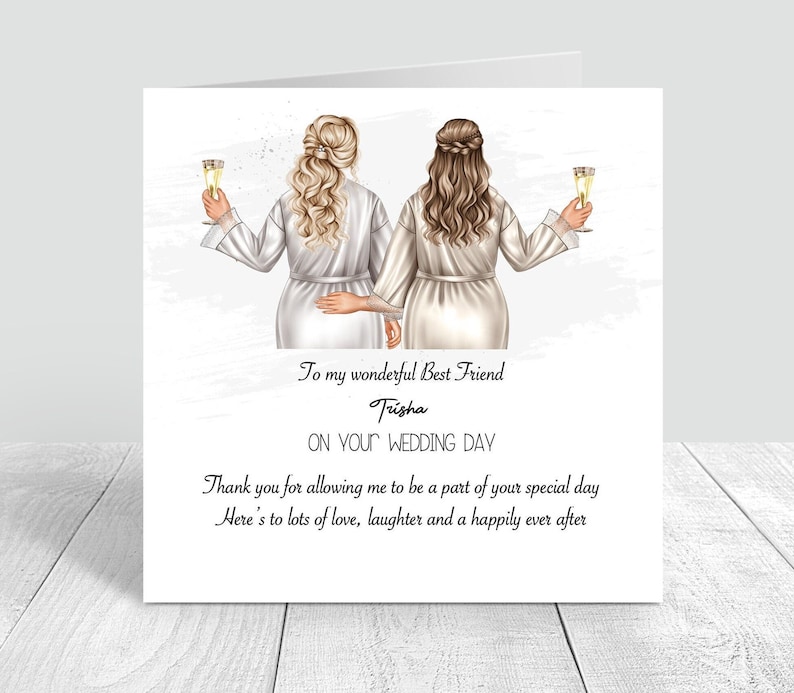On Your Wedding Day Handmade Personalised Card for Best Friend/ Sister/ cousin Various Hairstyles 108 zdjęcie 1