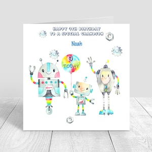 Biglietto d'auguri per ragazzi robot fatto a mano e personalizzato / 1° / 2° / 3° / 4° / 5° figlio\nipote\nipote