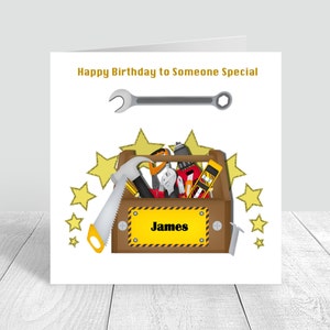 Mens Handmade Birthday Card Personalised Tool Kit Mechanic / Handmade Card for Dad/Brother/Uncle / Granddad