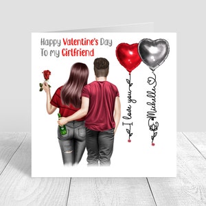 Tarjeta personalizada del Día de San Valentín Feliz Tema de Amor Pareja Tarjeta Socio Novio Novia Prometido Prometido Esposo Esposa 782