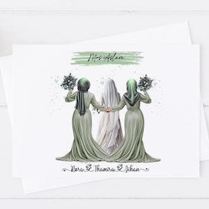 Personalised Wedding Day Card|Bridesmaid card|Team Bride|Bride Tribe Card|Bride and Bridesmaids|Muslim wedding day card,Congratulations 1315