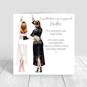 Personalised Engagement Card,Congratulations You're Engaged Handmade Card,Wedding Gifts,Best Fiend Sister Bridesmaid **CUSTOMISE HAIR** 1446