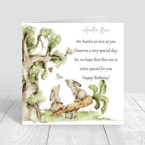 Cartão de aniversário personalizado da tia, cartão de aniversário da tia floresta, cartão da tia do feliz aniversário, com amor, cartão de aniversário dos animais tia 900