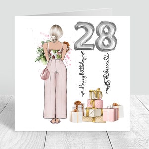 Personalised Girls Happy Birthday Card 18th 21st 25th 28th 30th 40th Card Handmade birthday Granddaughter daughter Niece Sister 244