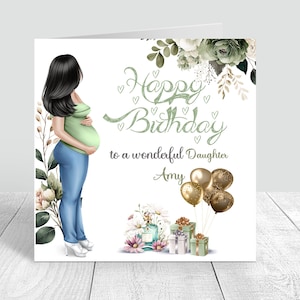 Carte personnalisée de joyeux anniversaire de femme enceinte, future maman, carte d'anniversaire, meilleure amie, fille, petite-fille, nièce, carte faite main 422