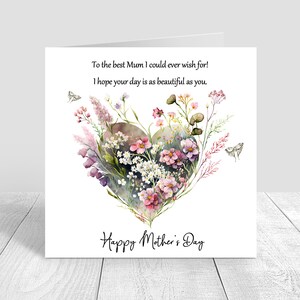 Feliz Día de la Madre Tarjeta Mamá Tarjeta Floral Hecha a Mano Tarjeta Día de las Madres Regalo Mamá Flores, Corazón, Mejor Mamá Tarjeta del Día de las Madres, Mamá, Mamá 832