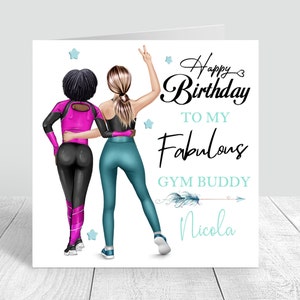 Women's Personalised Best Friend Happy Birthday Handmade Card Gym Friend Sister Bestie Cousin Fitness 18th 21st 25th 30th 35th 40th 50th 358