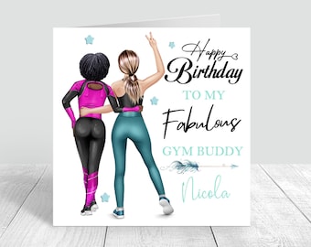 Women's Personalised Best Friend Happy Birthday Handmade Card Gym Friend Sister Bestie Cousin Fitness 18th 21st 25th 30th 35th 40th 50th 358