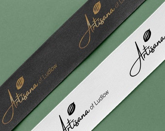 Ribbon for business with own logo name branding shop opening custom packaging 10mm 15mm 25mm 50mm 100mm 25metres 50metres 75metres 100metres