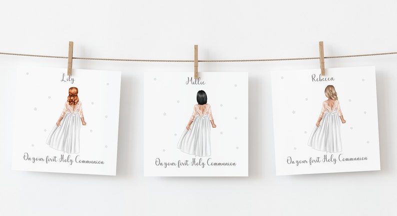 First Holy Communion Card Handmade Personalised for Girls Granddaughter Daughter Niece Sister Personalise Holy communion gifts for girls image 2