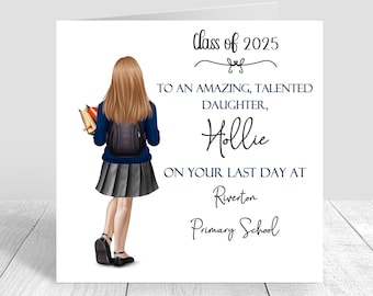 Personalised Girls School Leavers Card, Students End of year Last Day Primary School,Secondary School leaving card,Class of 2025- Blue  1784