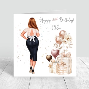 Carte personnalisée joyeux anniversaire pour femme Carte faite main personnalisée pour sa soeur Bestie Cousine 18 21 25 30 35 40 1062